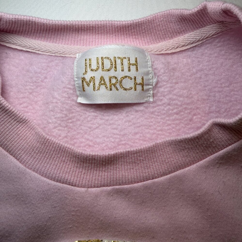 JUDITH MARCH Happy Smiley Face Pink Oversized Sweatshirt Medium - Picture 9 of 10